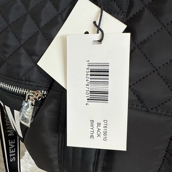 Steve Madden Black Quilted Tote with Logo Straps NWT - Picture 4 of 9